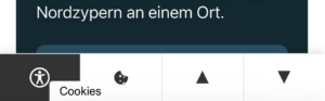Menüleiste mit Optionen für Barrierefreiheit und Cookies auf der Webseite.